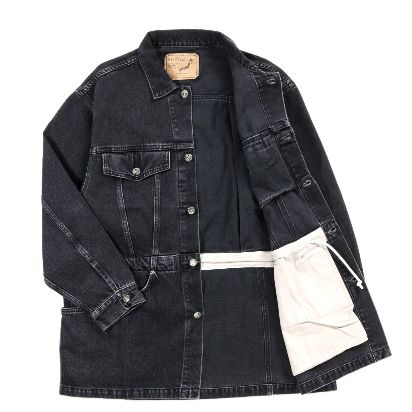 ORSLOW DENIM HALF COAT BLACK DENIM STONEWASH