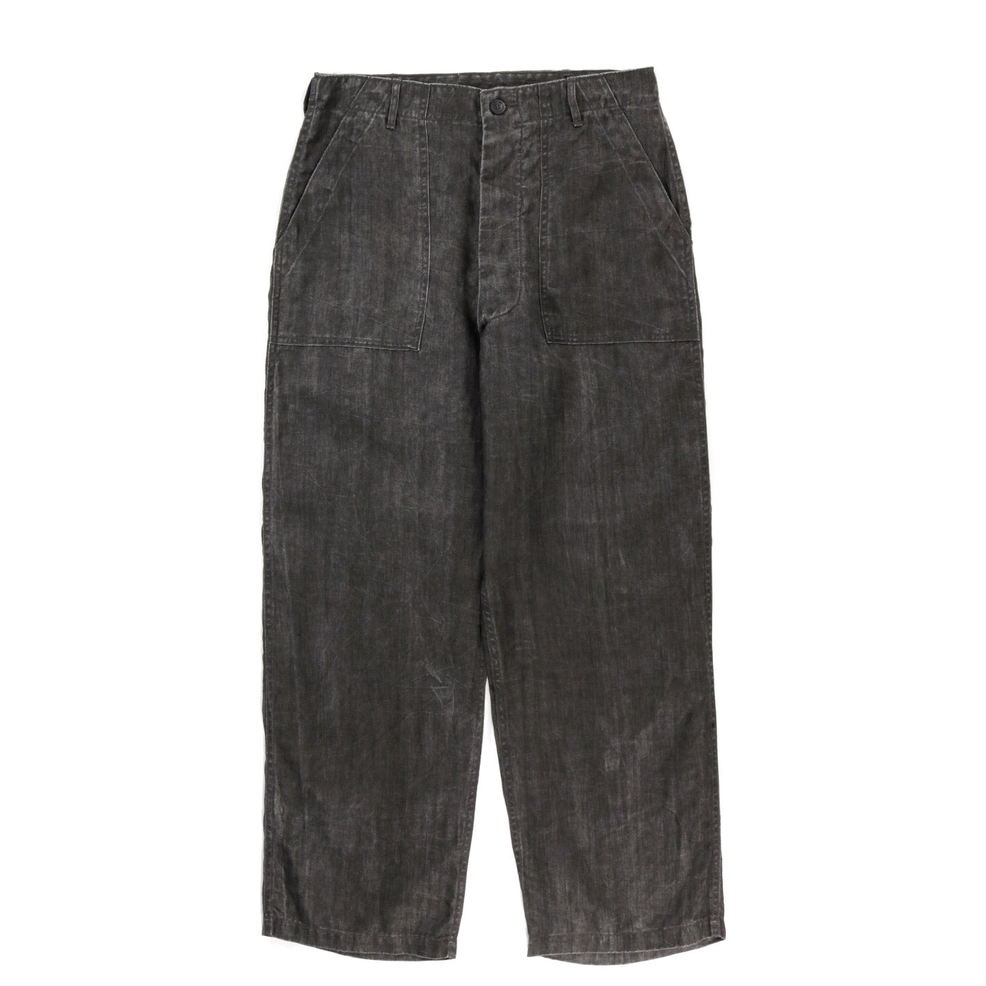 ORSLOW SUMI DYED LINEN SUMMER FATIGUE PANTS CHARCOAL GRAY