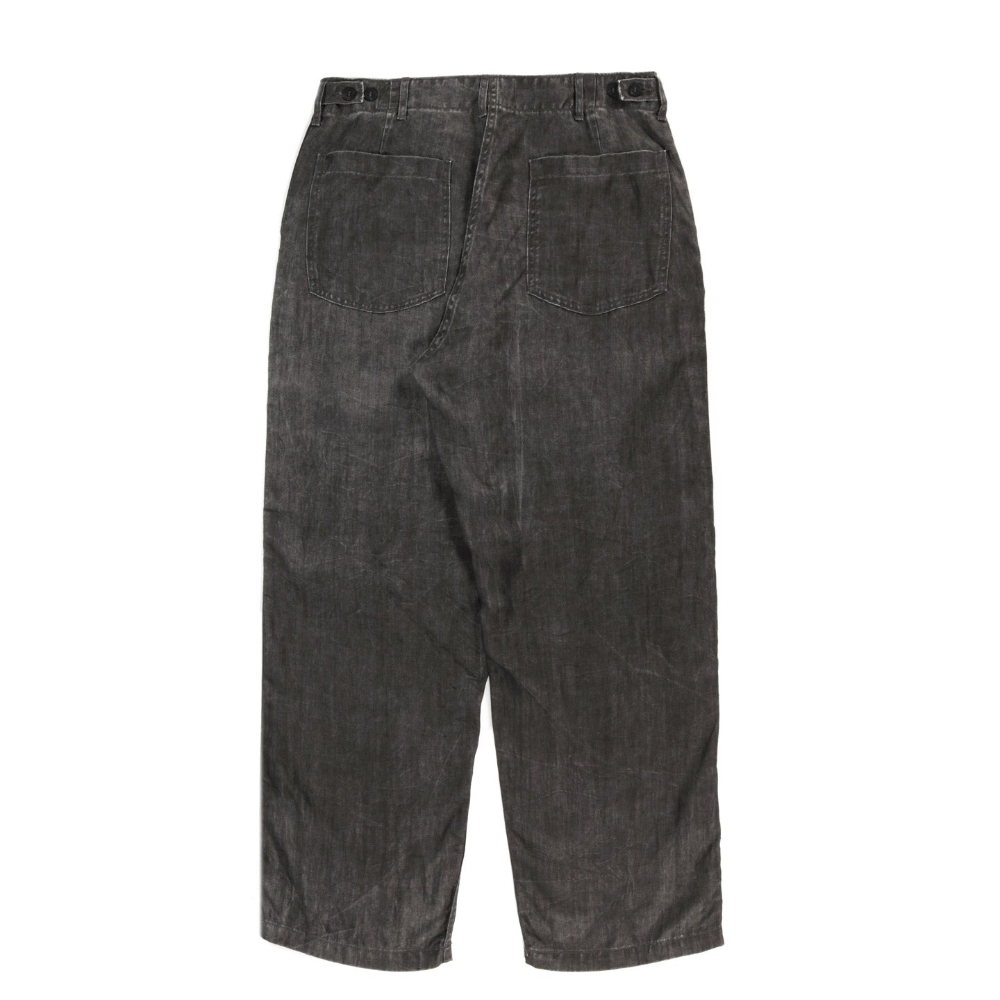 ORSLOW SUMI DYED LINEN SUMMER FATIGUE PANTS CHARCOAL GRAY