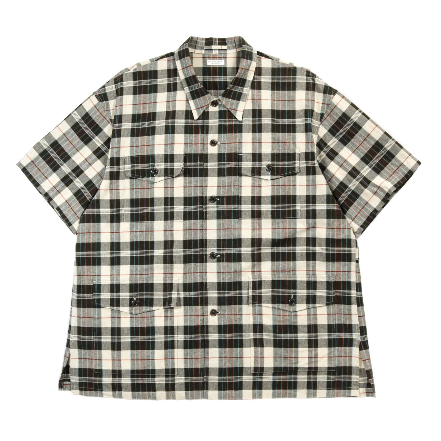 PHIGVEL MAKERS MADRAS SS SHIRT JACKET ECRU / OLIVE