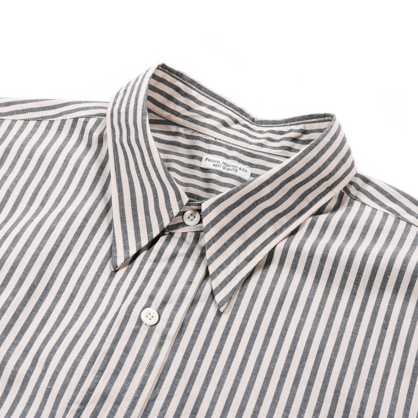 PHIGVEL MAKERS LONG POINT COLLAR SHIRT FOREST / BEIGE