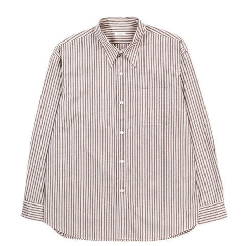 PHIGVEL MAKERS LONG POINT COLLAR SHIRT BROWN / BEIGE