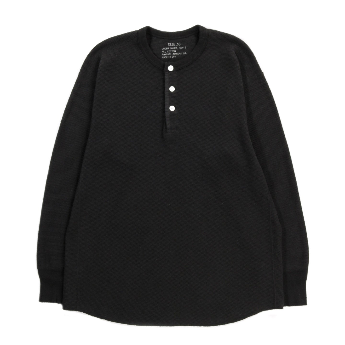 PHIGVEL MAKERS THERMAL HENLEY TOP INK BLACK