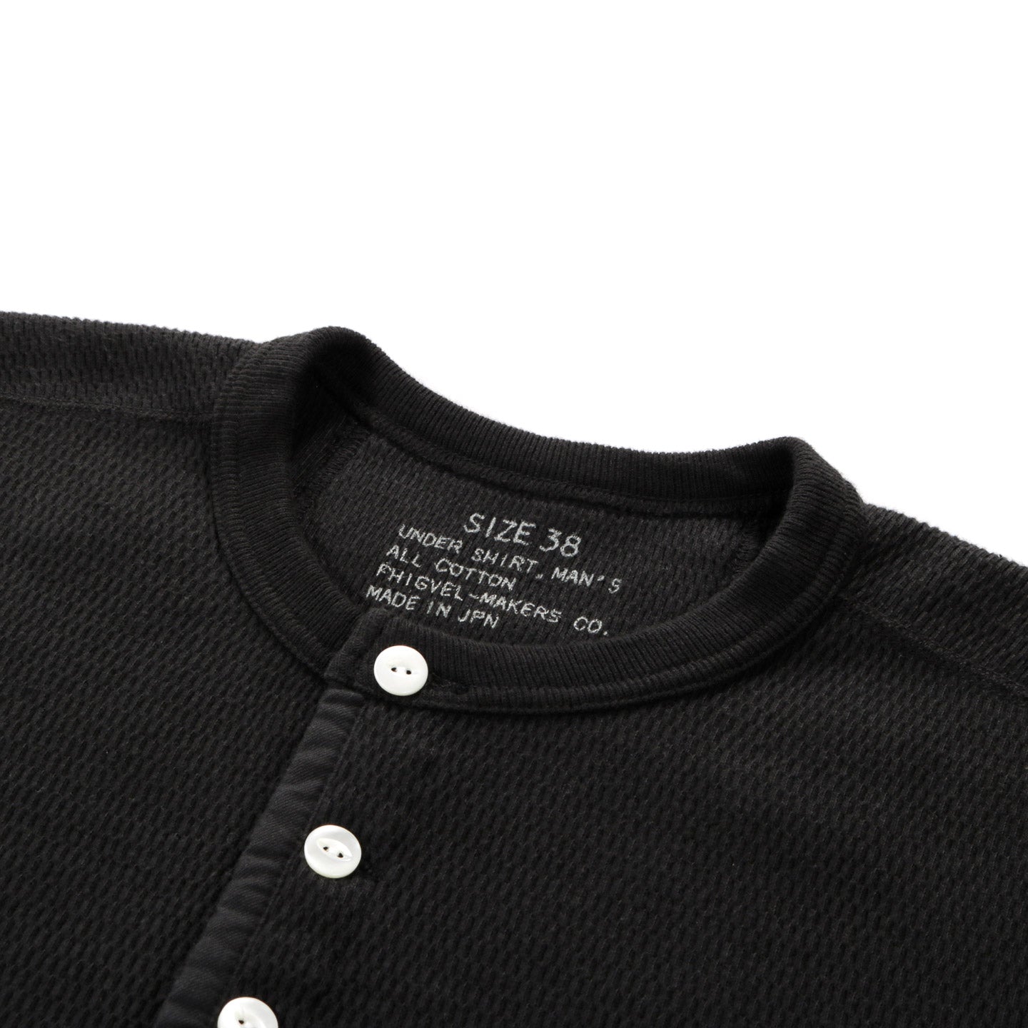 PHIGVEL MAKERS THERMAL HENLEY TOP INK BLACK