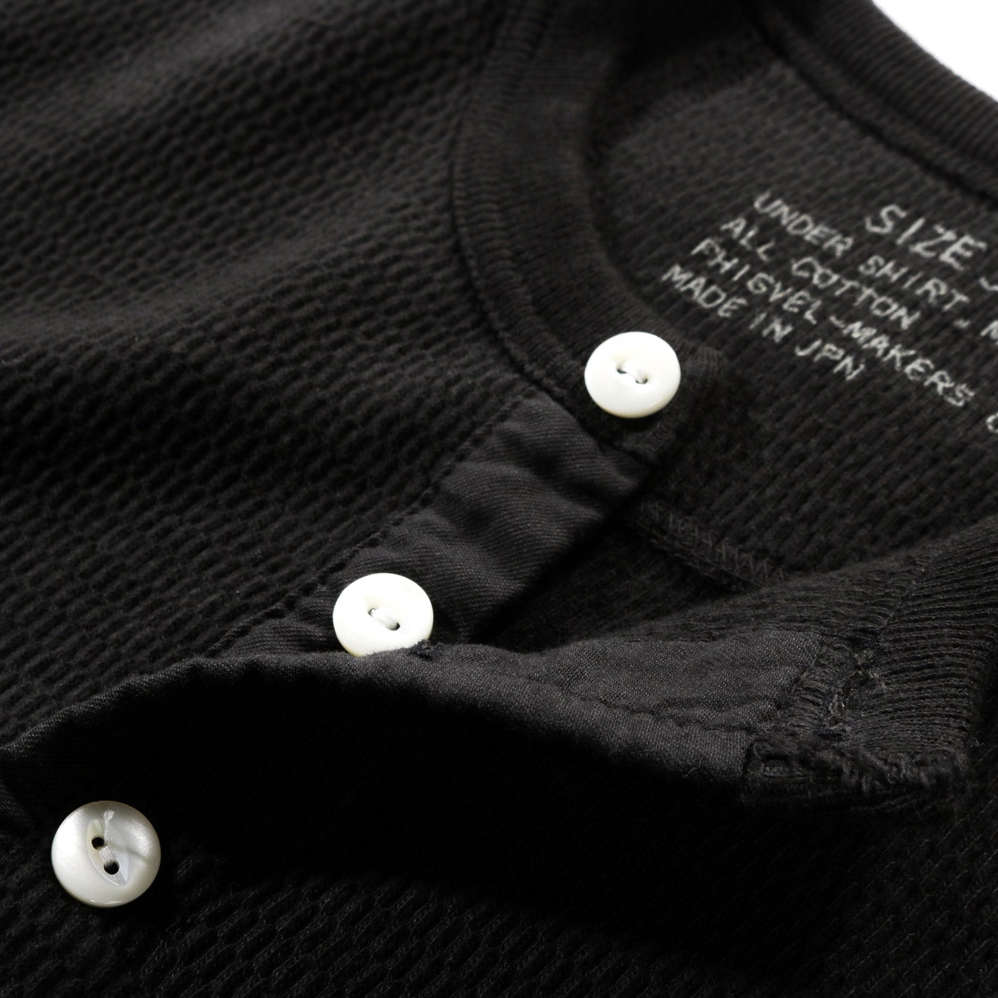 PHIGVEL MAKERS THERMAL HENLEY TOP INK BLACK