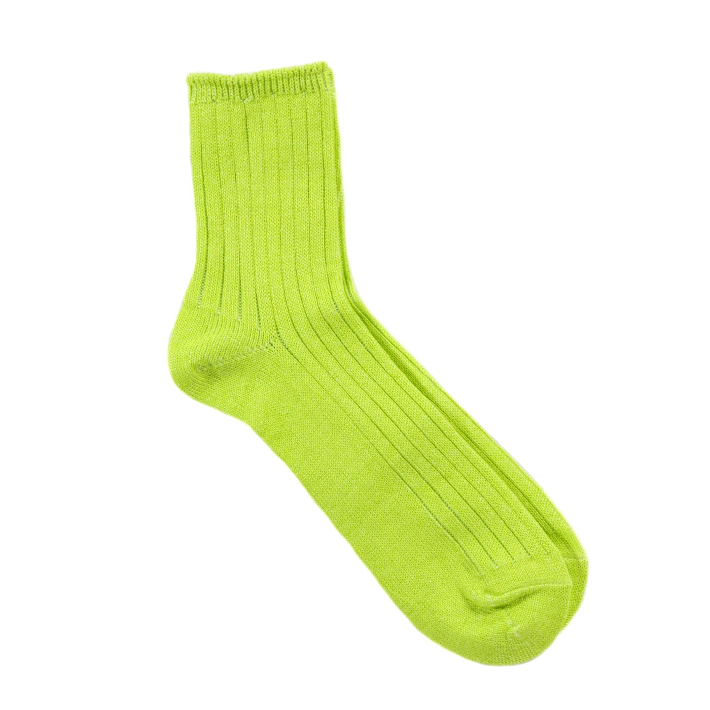 ROTOTO LINEN COTTON RIBBED ANKLE SOCKS LIME