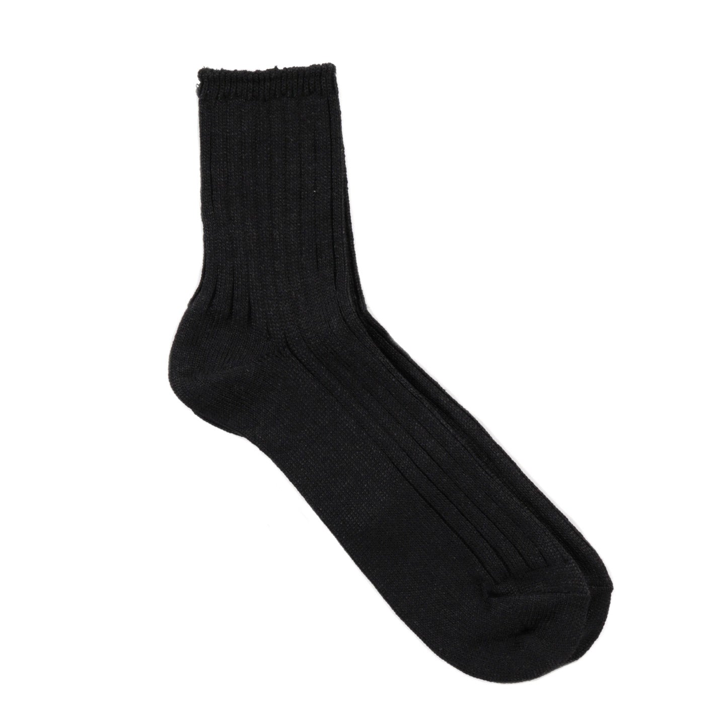 ROTOTO LINEN COTTON RIBBED ANKLE SOCKS BLACK