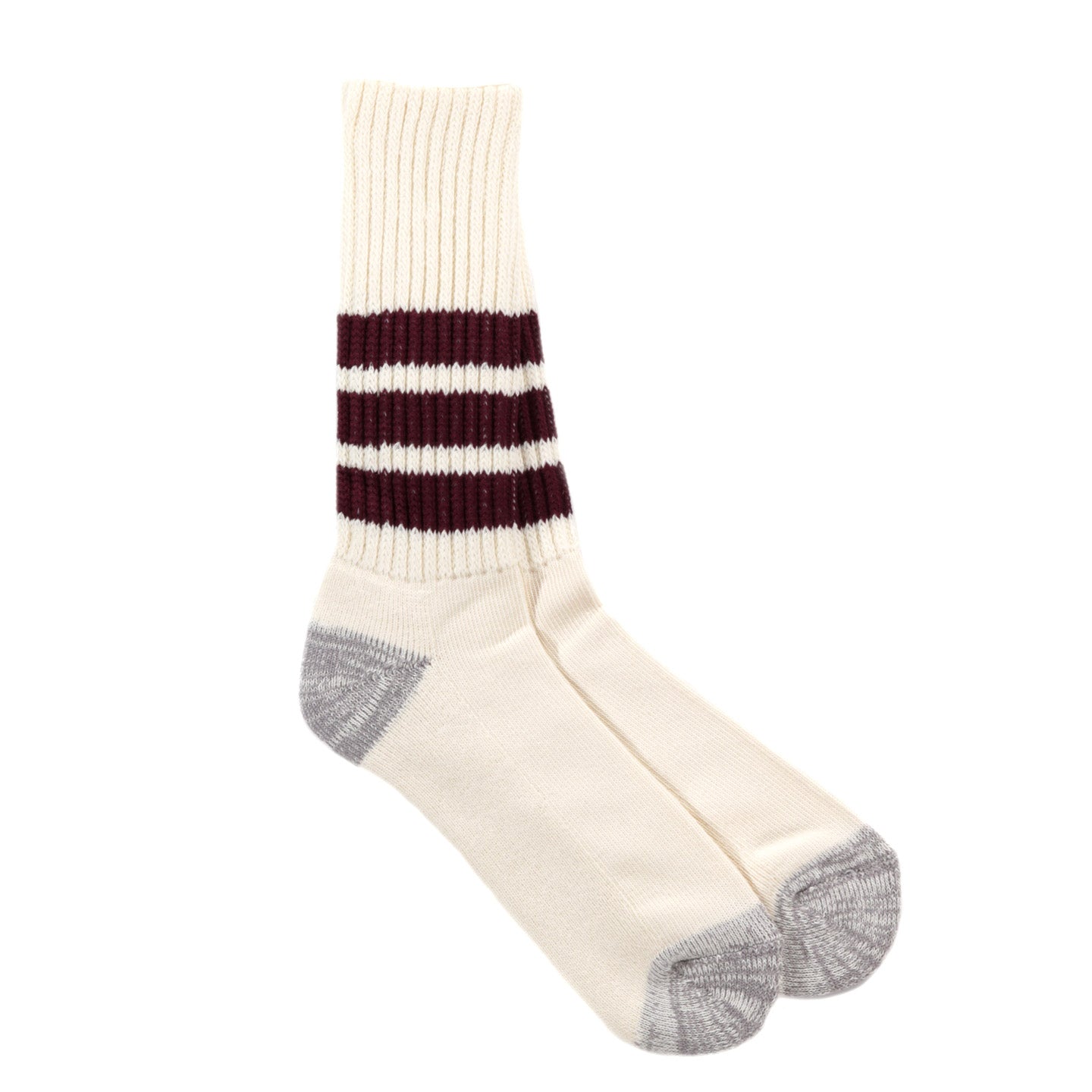 ROTOTO COARSE RIBBED OLD SCHOOL CREW SOCKS BORDEAUX