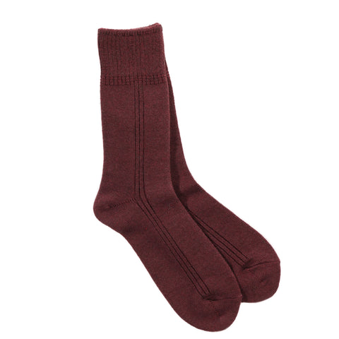 ROTOTO VERTICAL LINE COTTON WOOL SOCKS MAROON