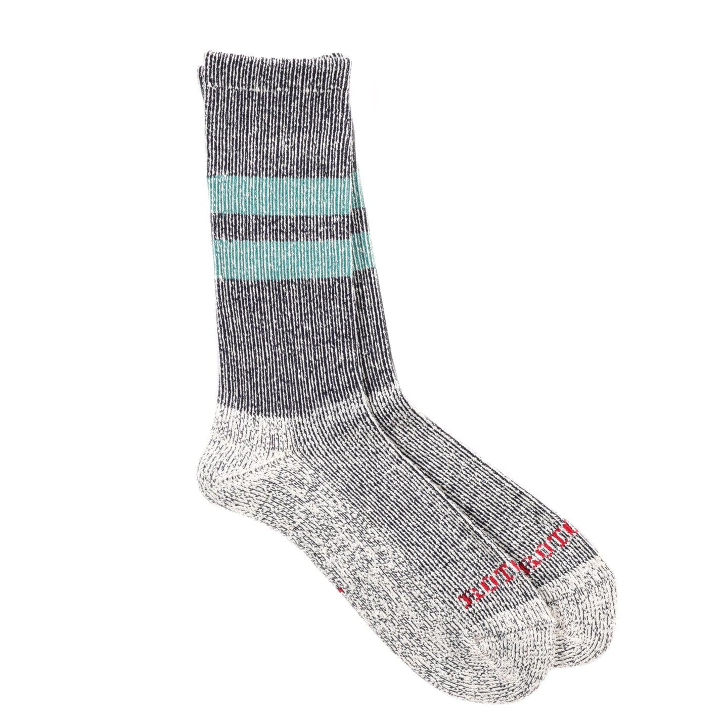 ROTOTO PILE STRIPE MARL SOCKS NAVY / SEA GREEN
