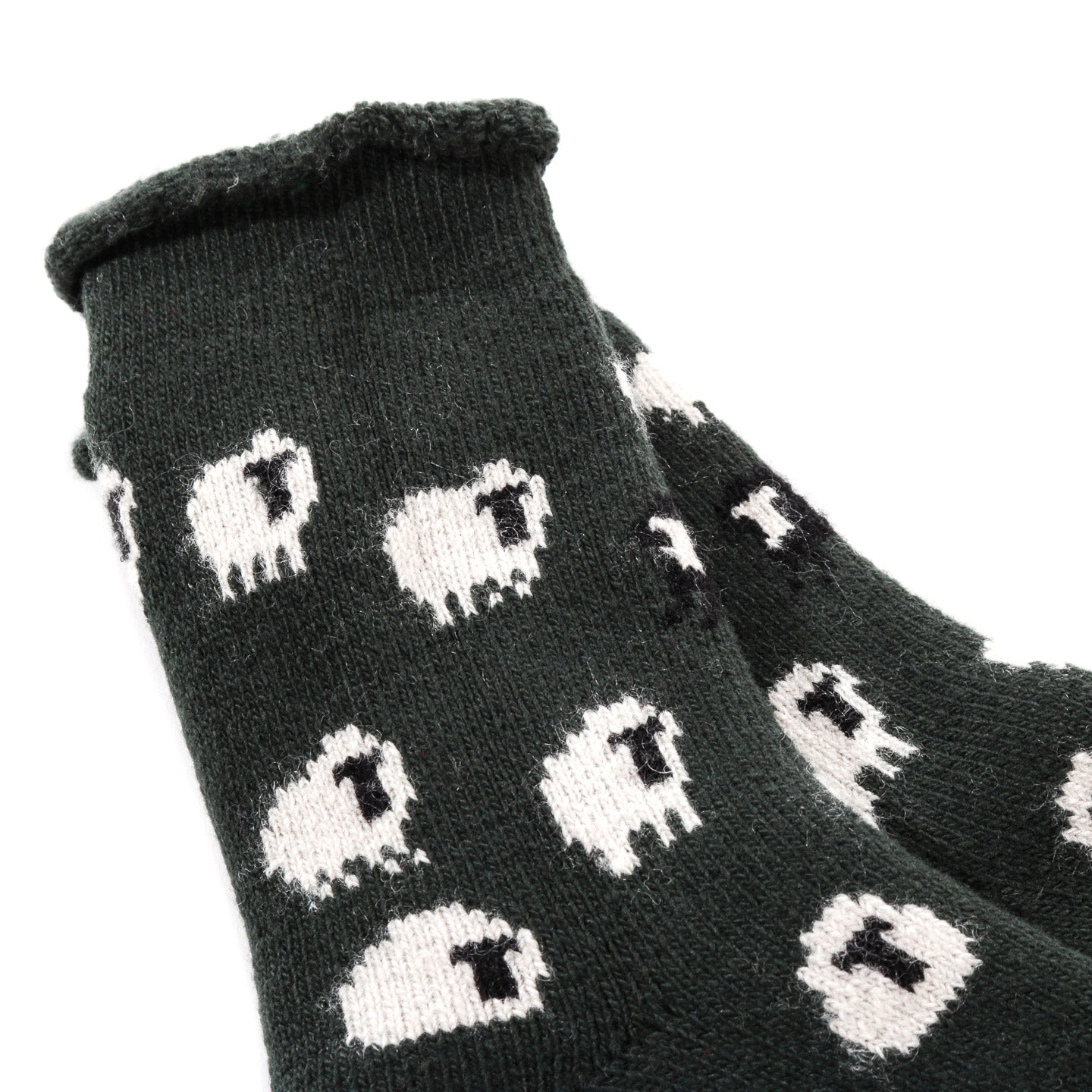 ROTOTO PILE ROOM SOCKS SHEEP D.GREEN