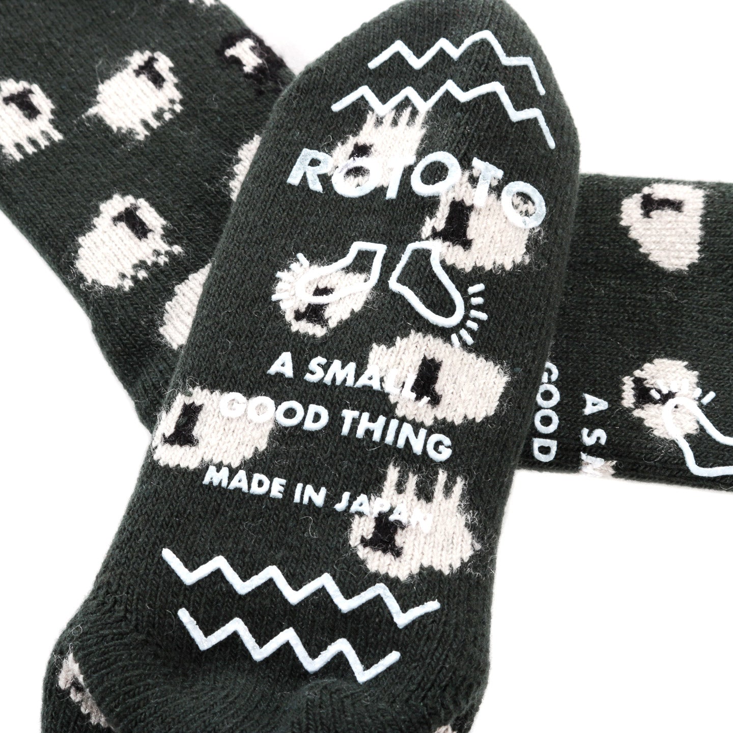 ROTOTO PILE ROOM SOCKS SHEEP D.GREEN