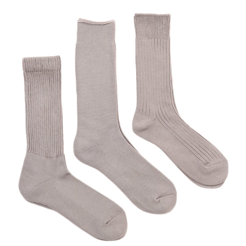 ROTOTO ORGANIC DAILY 3 PACK CREW SOCKS GRAYGE