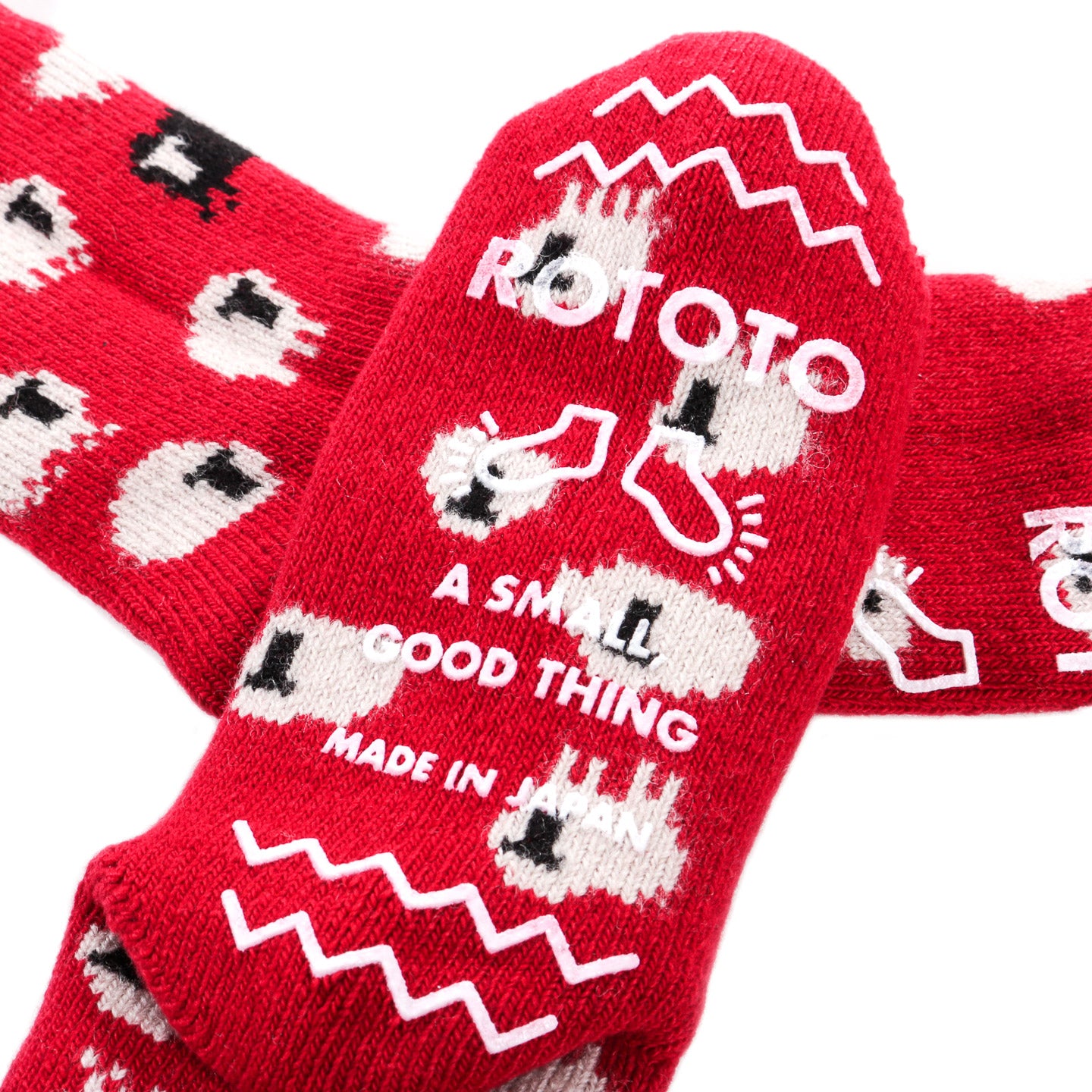 ROTOTO PILE ROOM SOCKS SHEEP RED