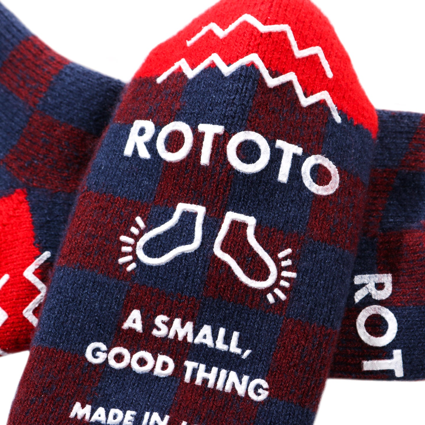 ROTOTO PILE ROOM SOCKS CHECKERBOARD D.GREEN / RED