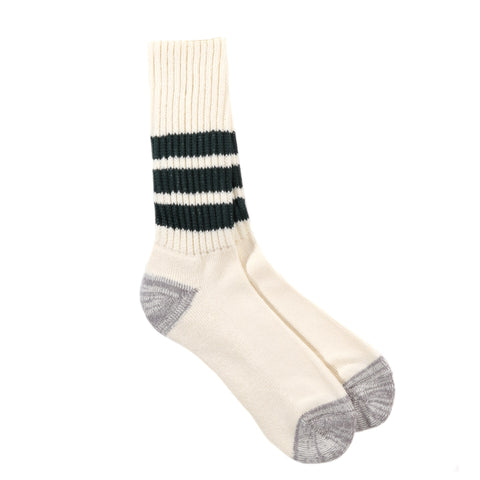 ROTOTO COARSE RIBBED OLD SCHOOL CREW SOCKS D.GREEN