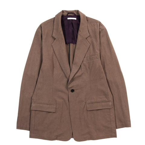 S.K. MANOR HILL JULIAN BLAZER BROWN LINEN COTTON
