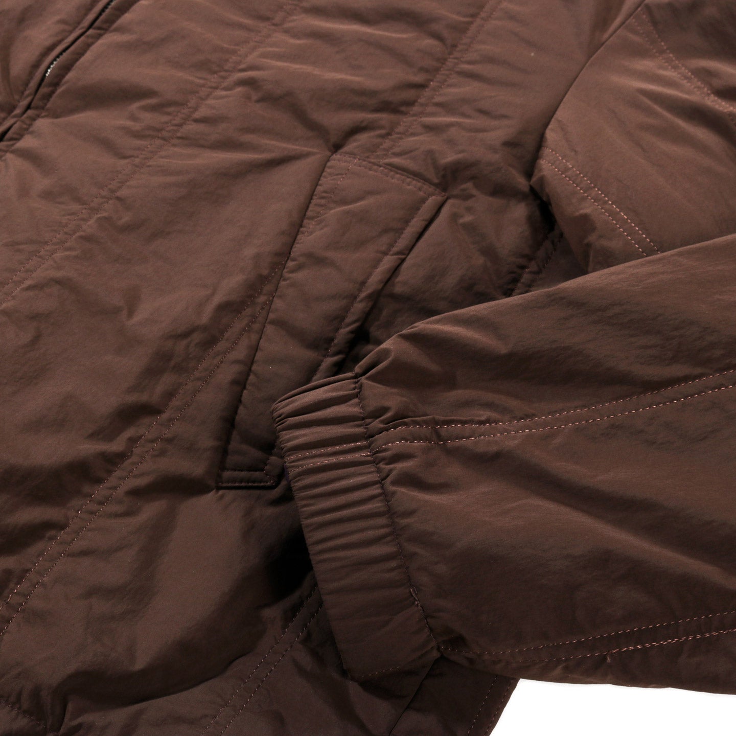 S.K. MANOR HILL FIELD JACKET BROWN QUILTED REC NYLON WR