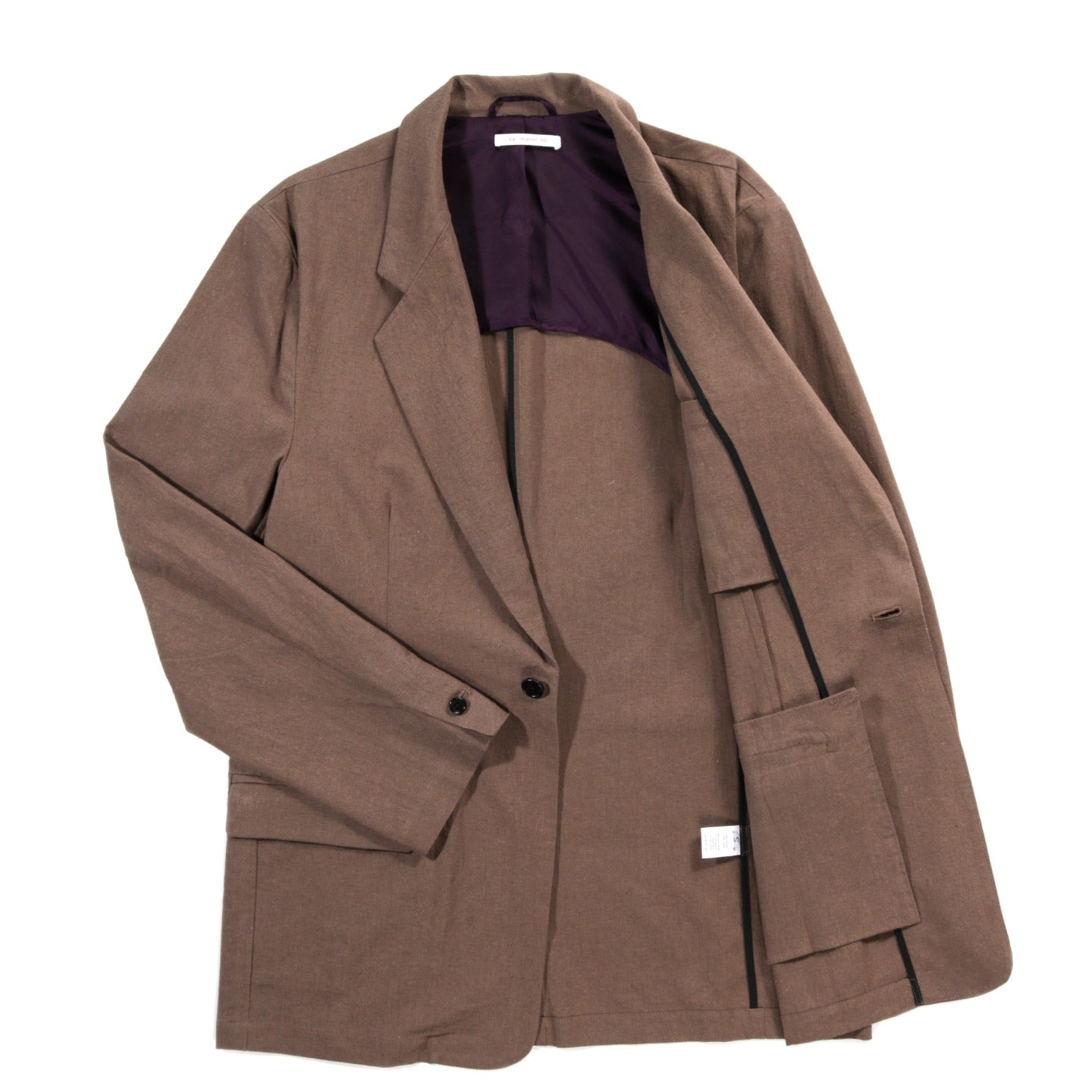 S.K. MANOR HILL JULIAN BLAZER BROWN LINEN COTTON