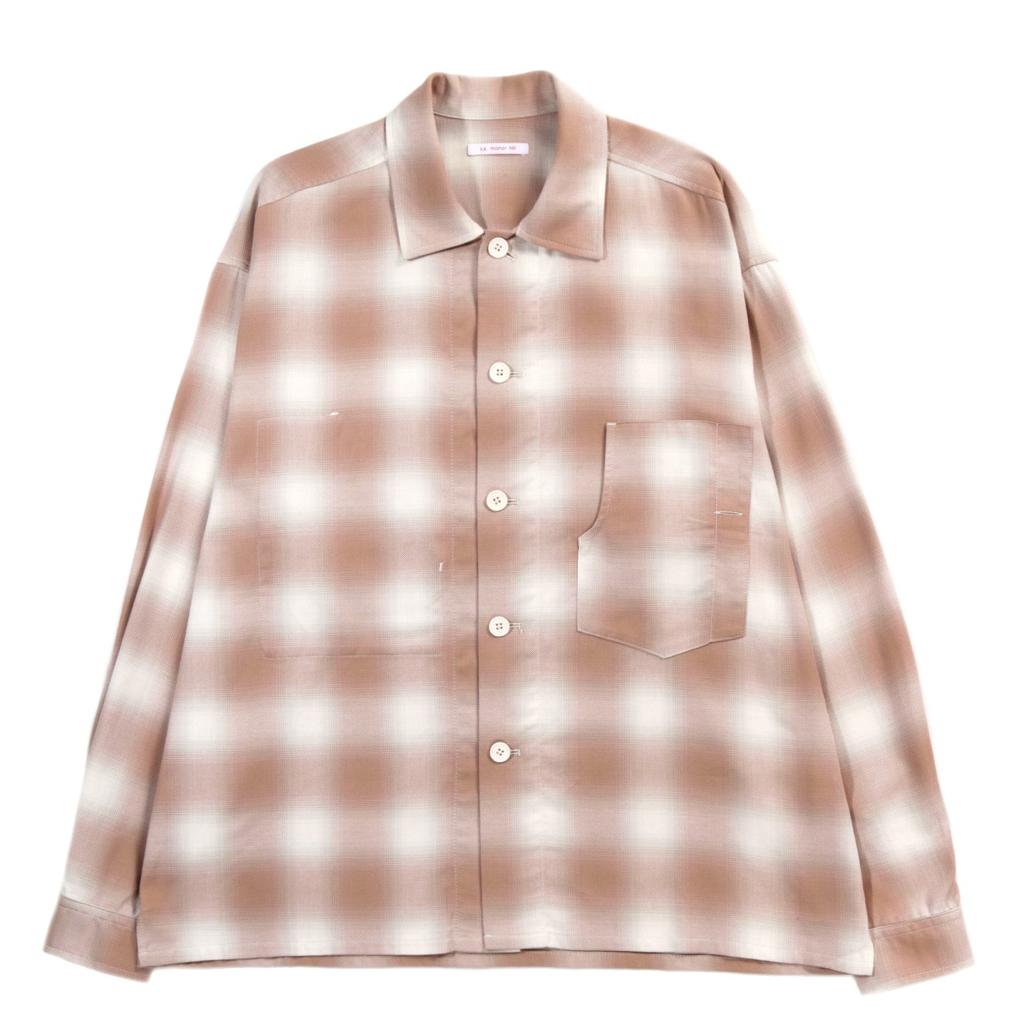 S.K. MANOR HILL TASK SHIRT JACKET PINK / SAND ORGANIC COTTON FLANNEL