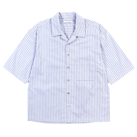 S.K. MANOR HILL ALOHA SHIRT LT. BLUE / BURGUNDY STRIPES COTTON