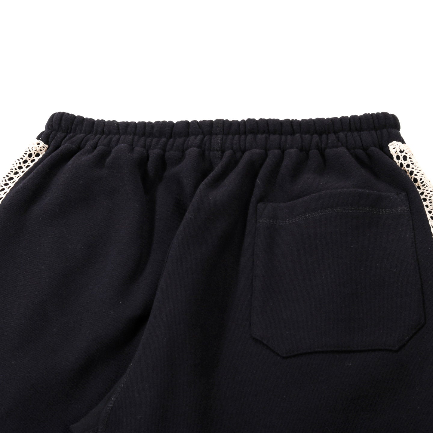 S.K. MANOR HILL SAUNTER PANT BLACK COTTON FLEECE / NATURAL TRIM