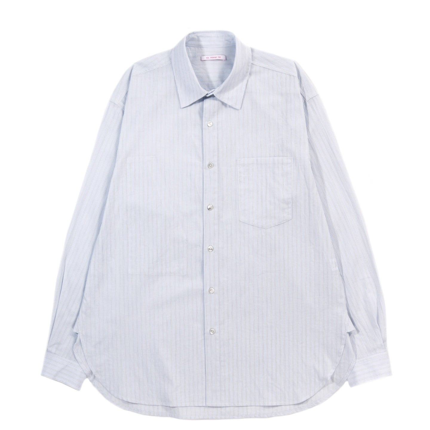S.K. MANOR HILL SCRIBE SHIRT WHITE & LT BLUE STRIPED COTTON