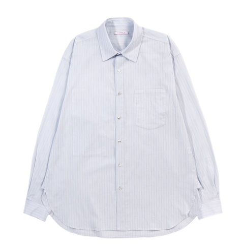 S.K. MANOR HILL SCRIBE SHIRT WHITE & LT BLUE STRIPED COTTON