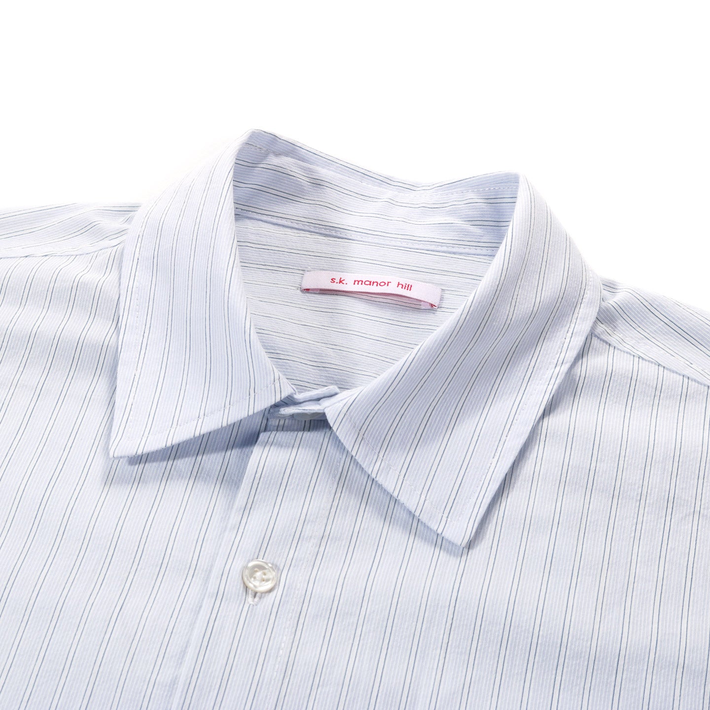 S.K. MANOR HILL SCRIBE SHIRT WHITE & LT BLUE STRIPED COTTON