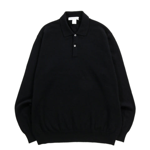 COMME DES GARCONS SHIRT N010 BIG WOOL POLO SWEATER BLACK