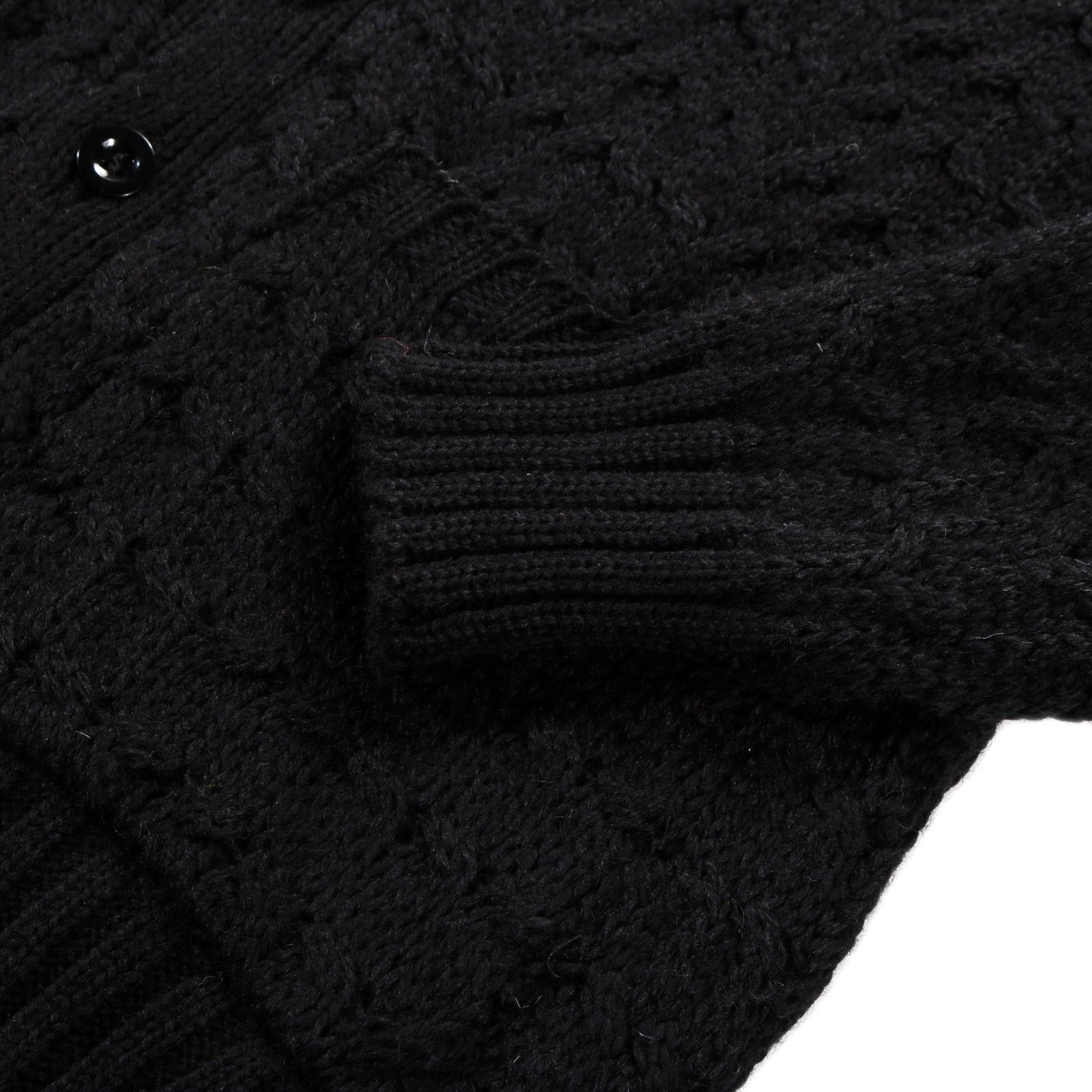 TENDER TYPE 744 PERMUTED CABLE CARDIGAN TWO FOLD MERINO WOOL BLACK