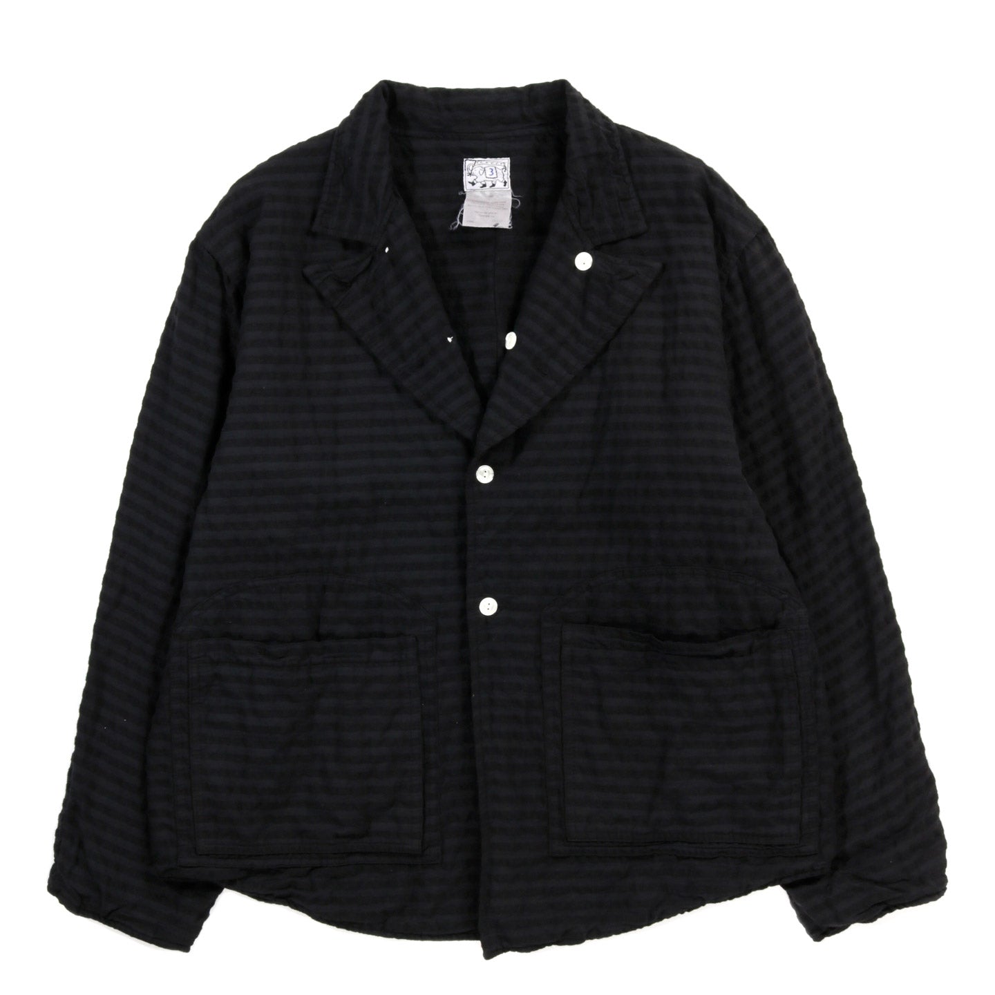TENDER TYPE 918 TWO:ONE BUTTERFLY JACKET WOOL COTTON SEERSUCKER BLACK HOLE