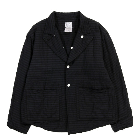 TENDER TYPE 918 TWO:ONE BUTTERFLY JACKET WOOL COTTON SEERSUCKER BLACK HOLE