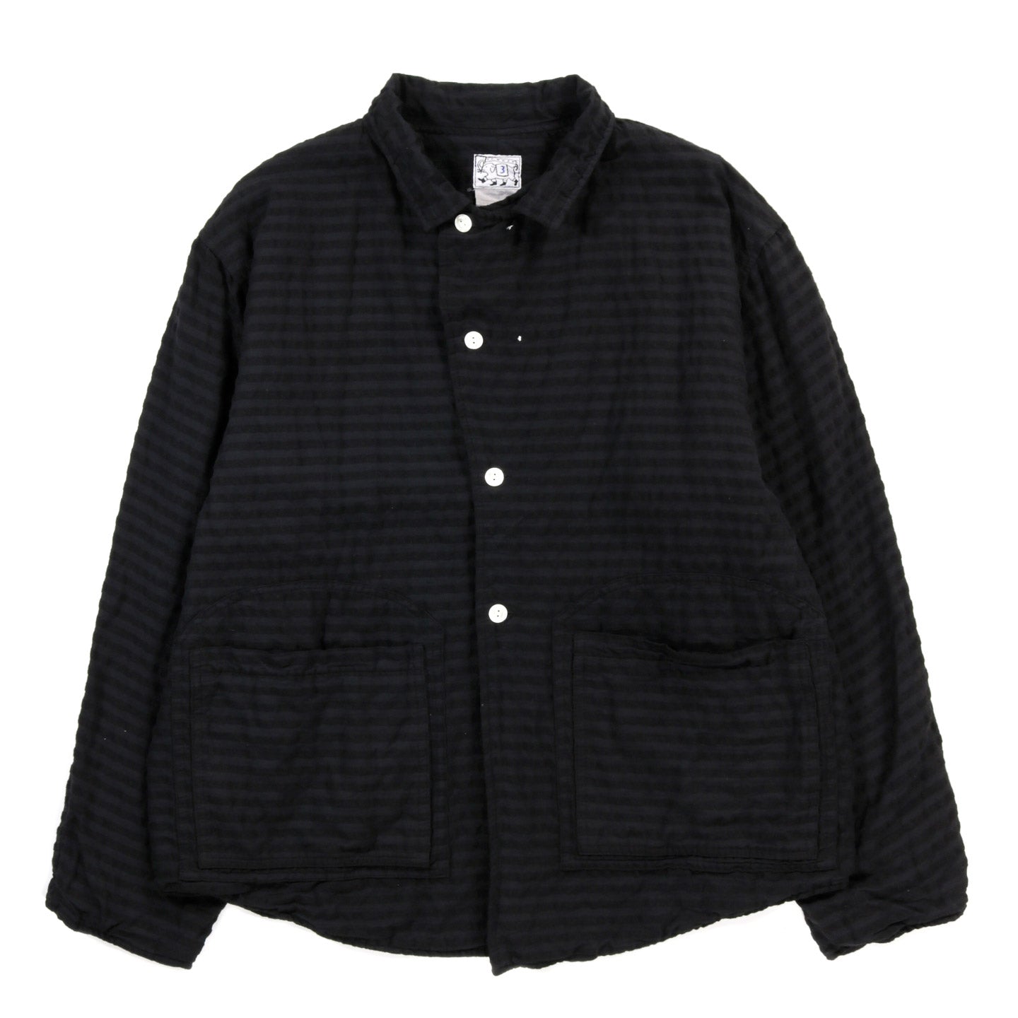 TENDER TYPE 918 TWO:ONE BUTTERFLY JACKET WOOL COTTON SEERSUCKER BLACK HOLE