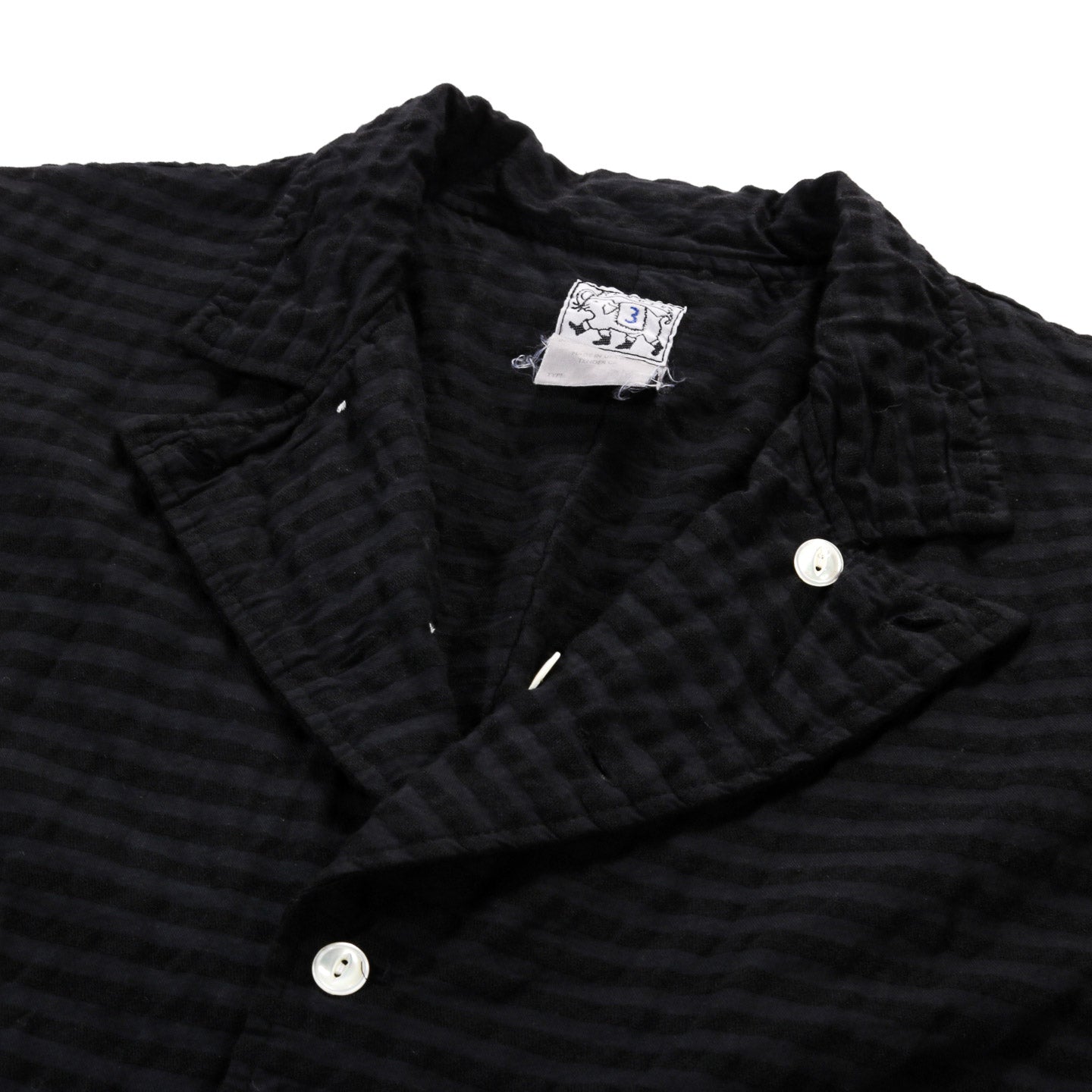 TENDER TYPE 918 TWO:ONE BUTTERFLY JACKET WOOL COTTON SEERSUCKER BLACK HOLE