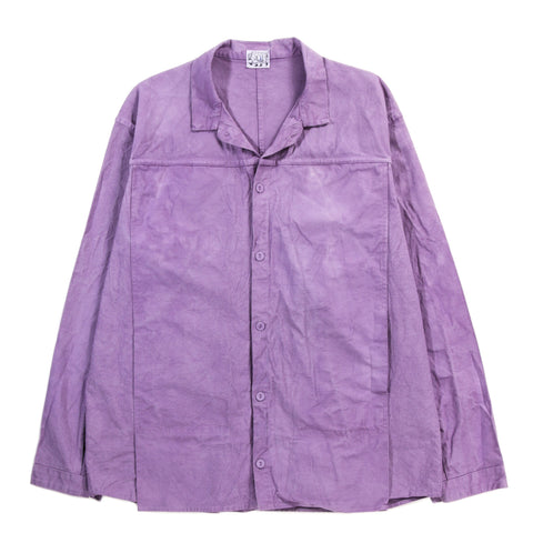 TENDER TYPE 401 PLEAT POCKET SHIRT COTTON DROP CLOTH PURPLE LOGWOOD
