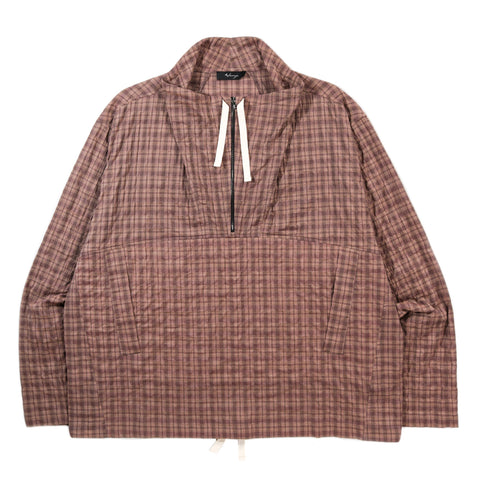 WANZE FUNNEL NECK ZIP ANORAK ORGANIC COTTON UMBER