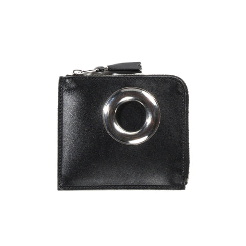 COMME DES GARCONS SA3100 SILVER EYELET ZIP WALLET BLACK