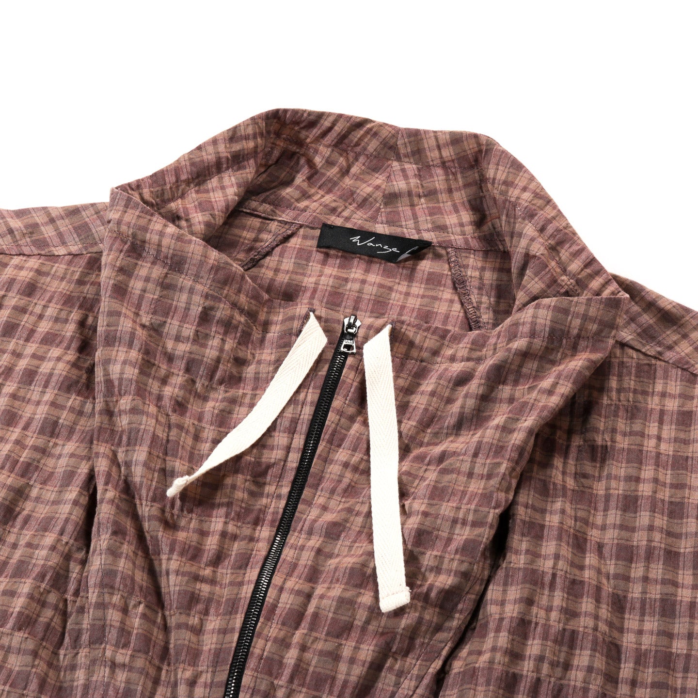 WANZE FUNNEL NECK ZIP ANORAK ORGANIC COTTON UMBER