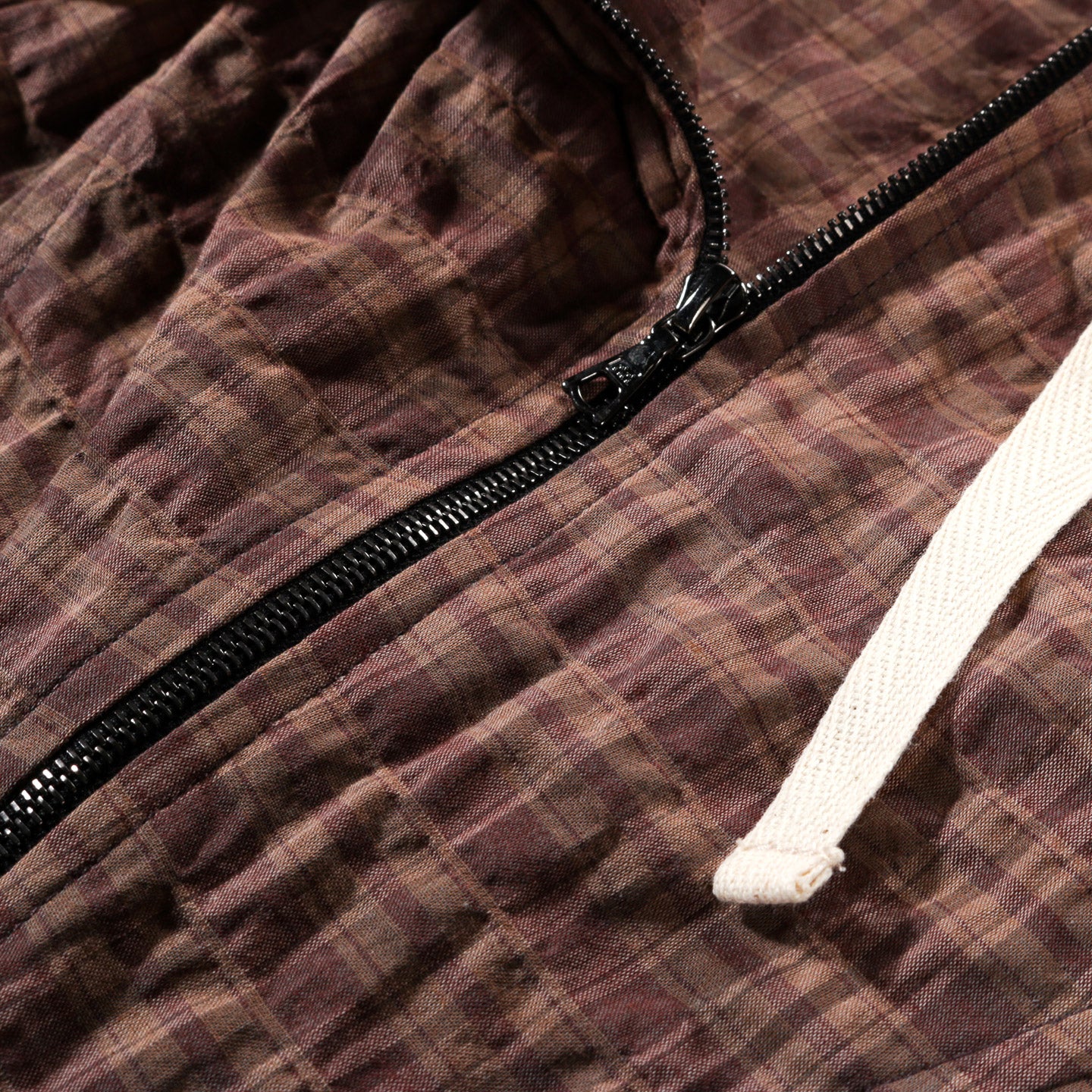 WANZE FUNNEL NECK ZIP ANORAK ORGANIC COTTON UMBER