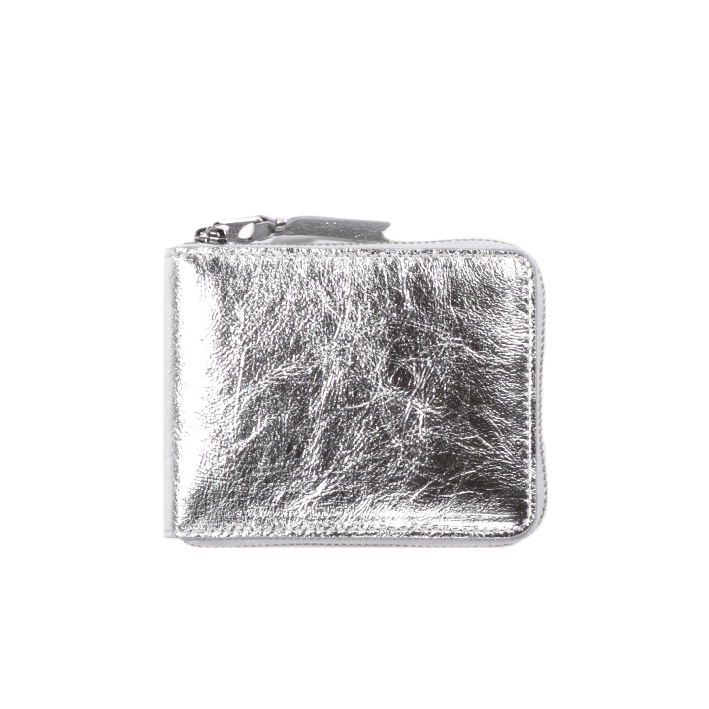 COMME DES GARCONS SA7100 GOLD LINE ZIP WALLET SILVER