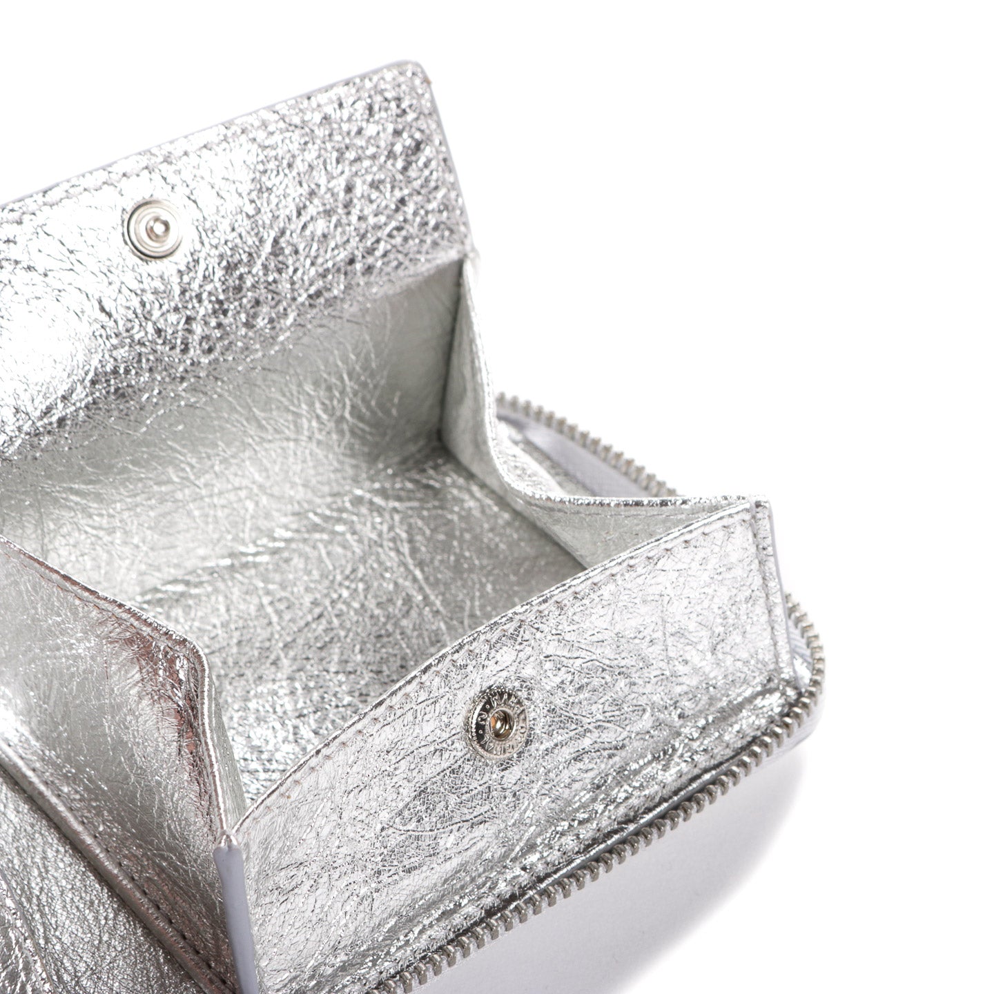 COMME DES GARCONS SA7100 GOLD LINE ZIP WALLET SILVER