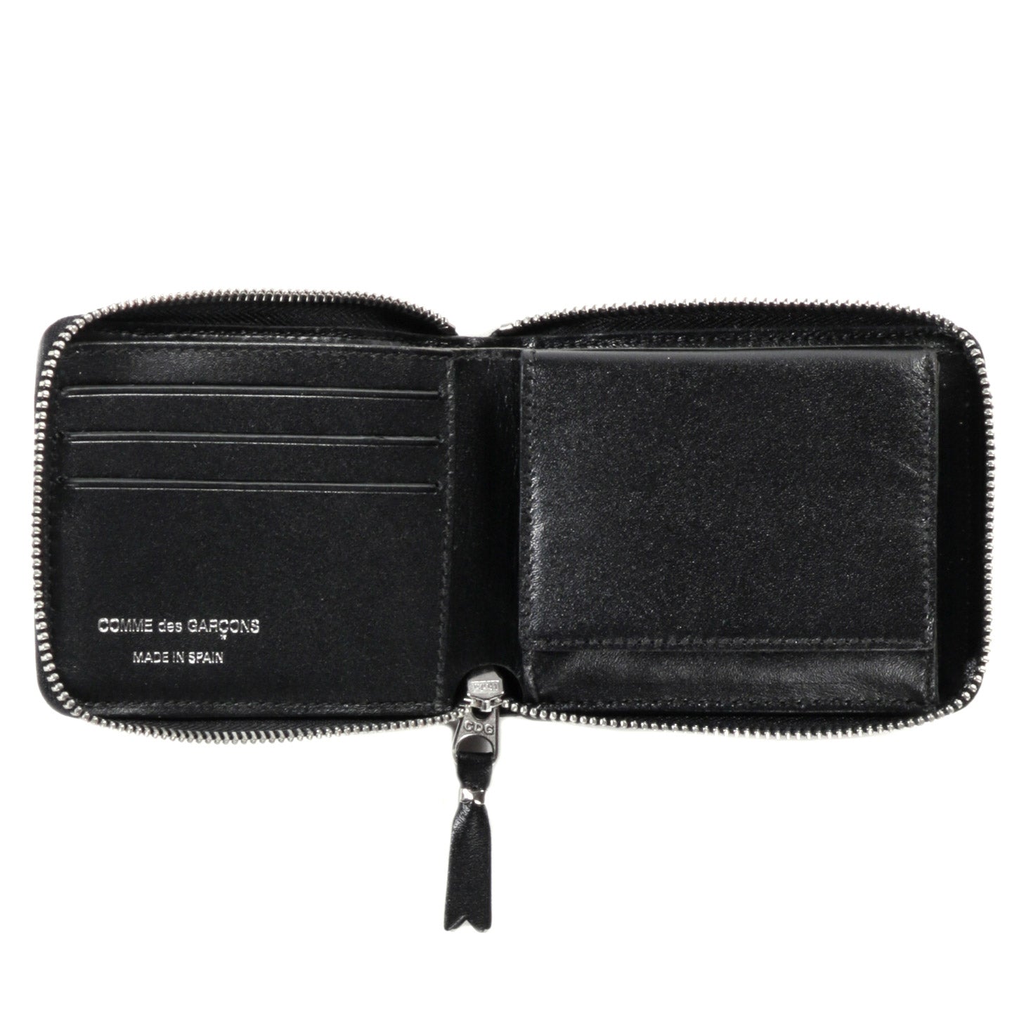 COMME DES GARCONS SA7100 SILVER EYELET ZIP WALLET BLACK