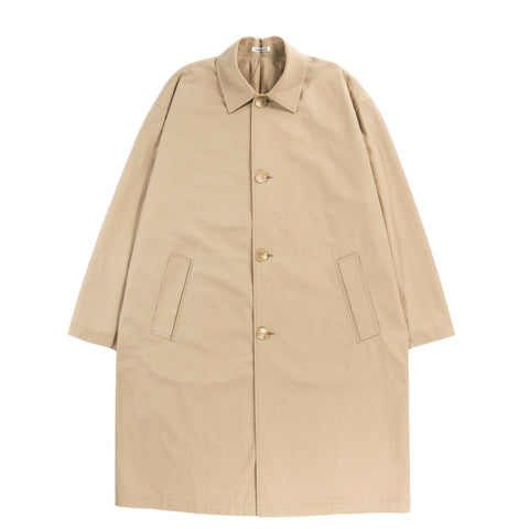 AURALEE FINX HARD TWIST GABARDINE SOUTIEN COLLAR COAT BEIGE CHAMBRAY