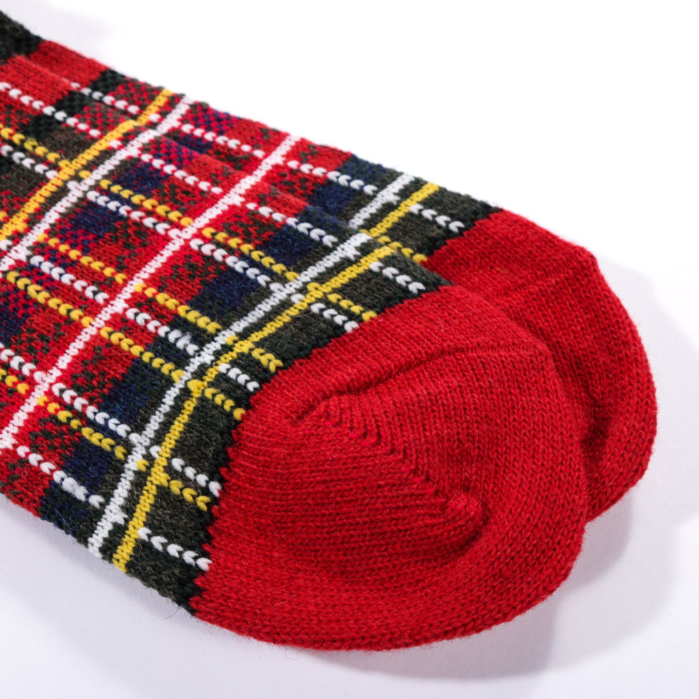 ANONYMOUS ISM WOOL CHECK CREW SOCK RED