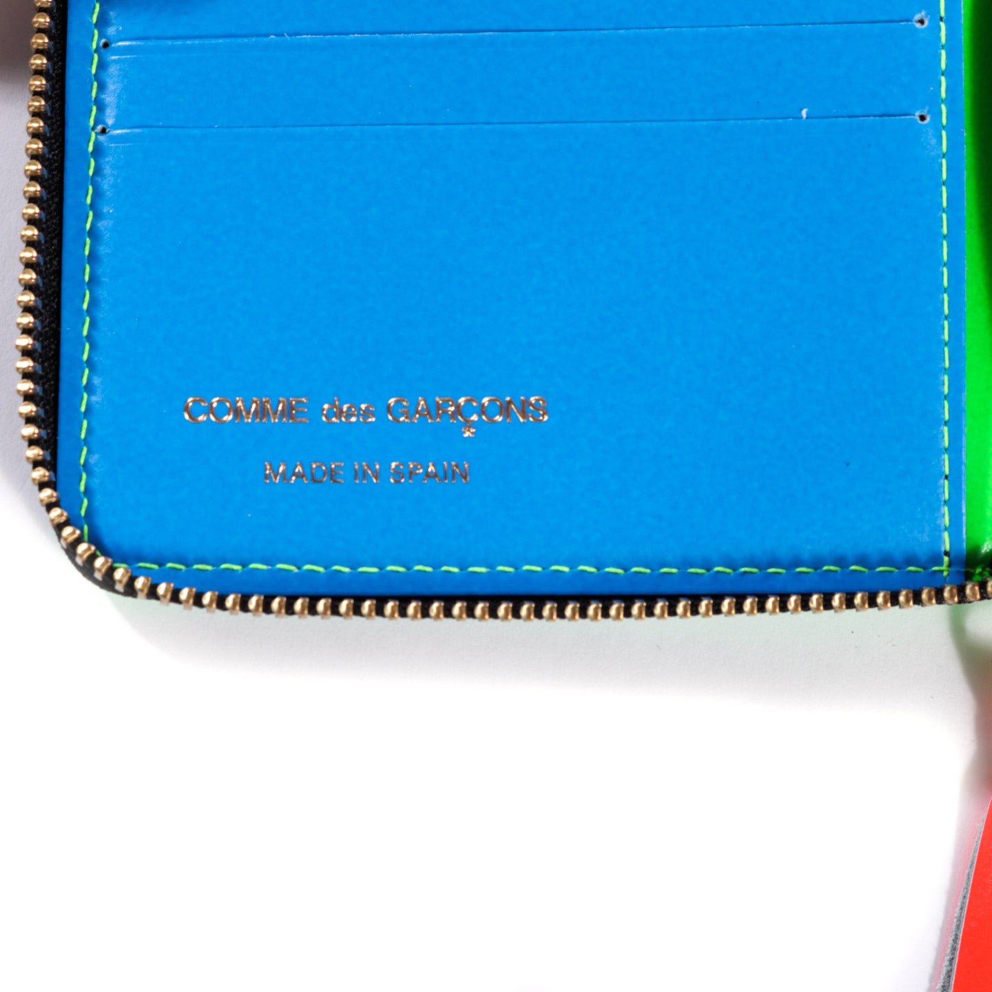 COMME DES GARCONS SA7100 SUPER FLUO ZIP WALLET GREEN