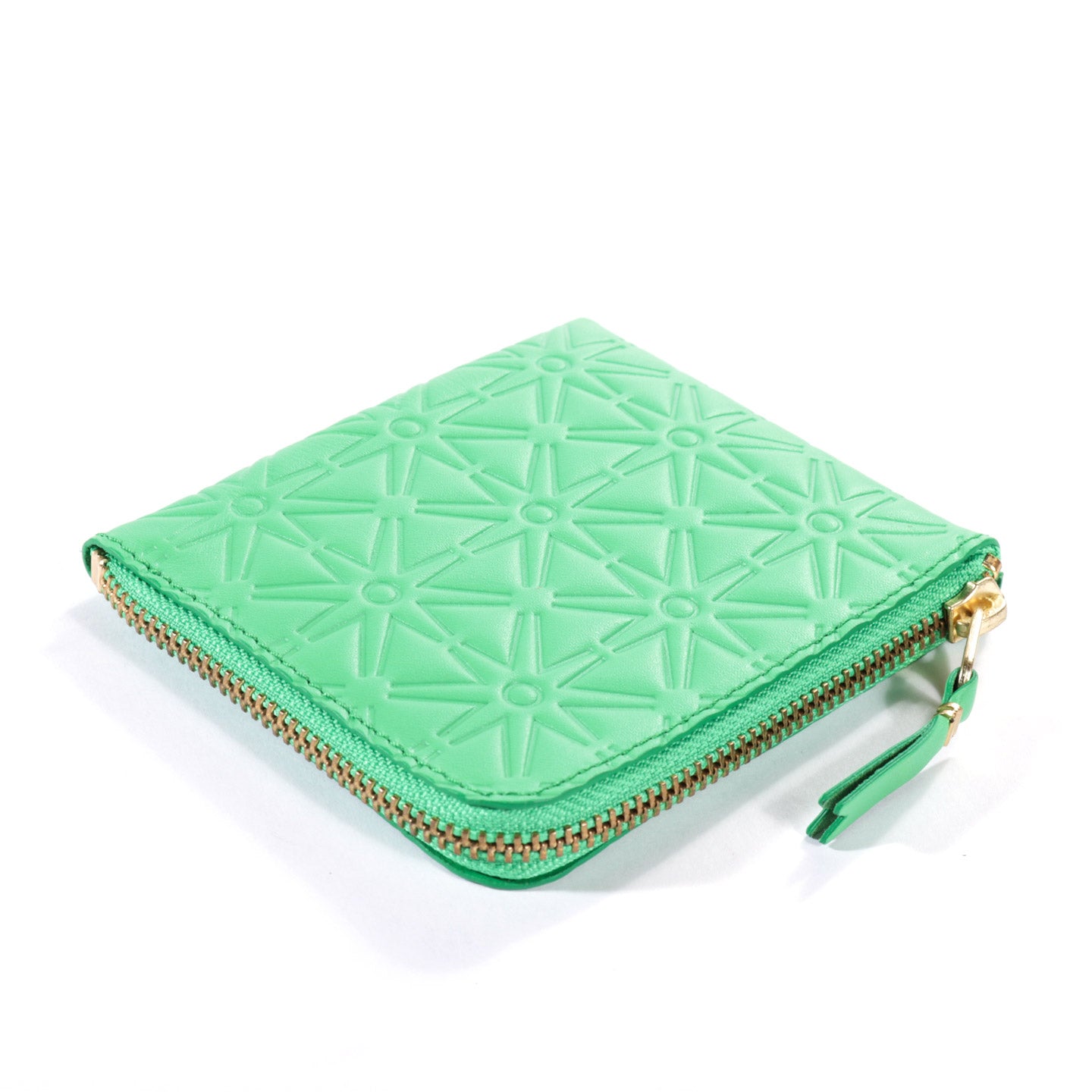 COMME DES GARCONS SA310E EMBOSSED LEATHER ZIP WALLET GREEN