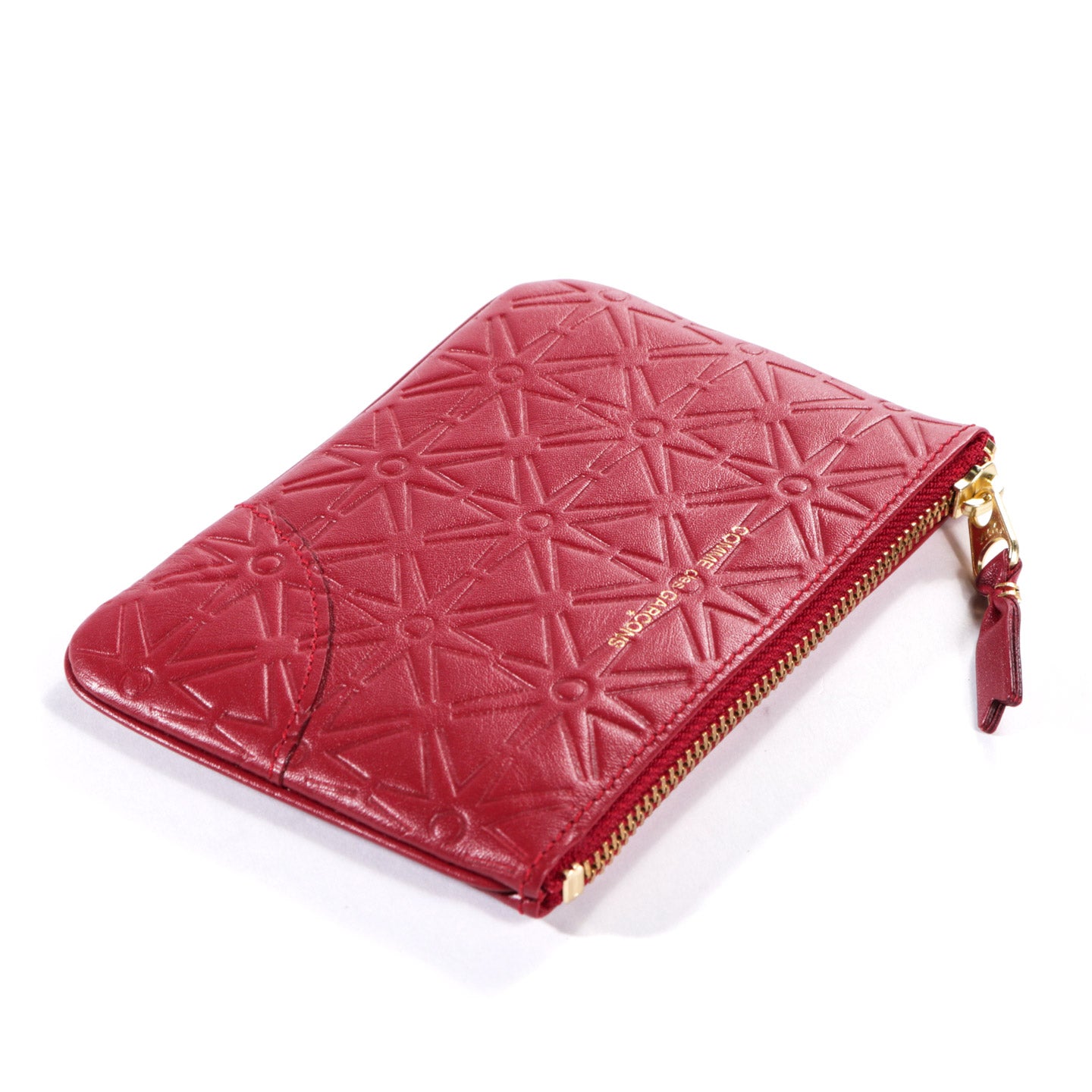 COMME DES GARCONS SA810E EMBOSSED LEATHER ZIP WALLET RED