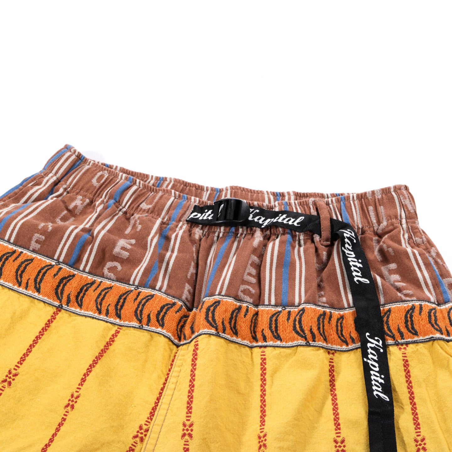 KAPITAL CRAZY PATCHWORK ECO BAKA SHORTS YELLOW