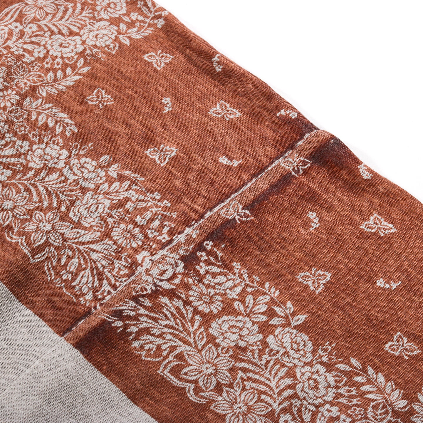 KAPITAL LINEN JERSEY BANDANA HUGE-T BOTANICAL LIGHT BROWN